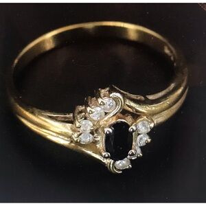 - Ring 925 Sterling Silver Blue Saphire & designer White CZ Size 8 - wei…
